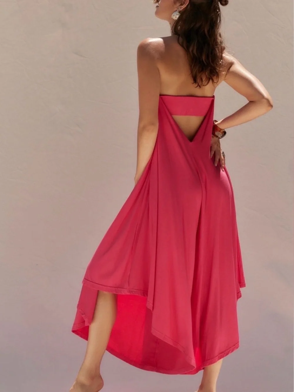 Free People Strapless Flowing Maxi Dress - Raspberry Pink